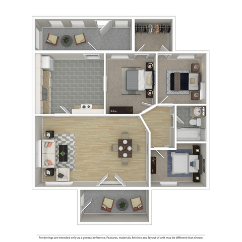 a floor plan of a furnished three bedroom home